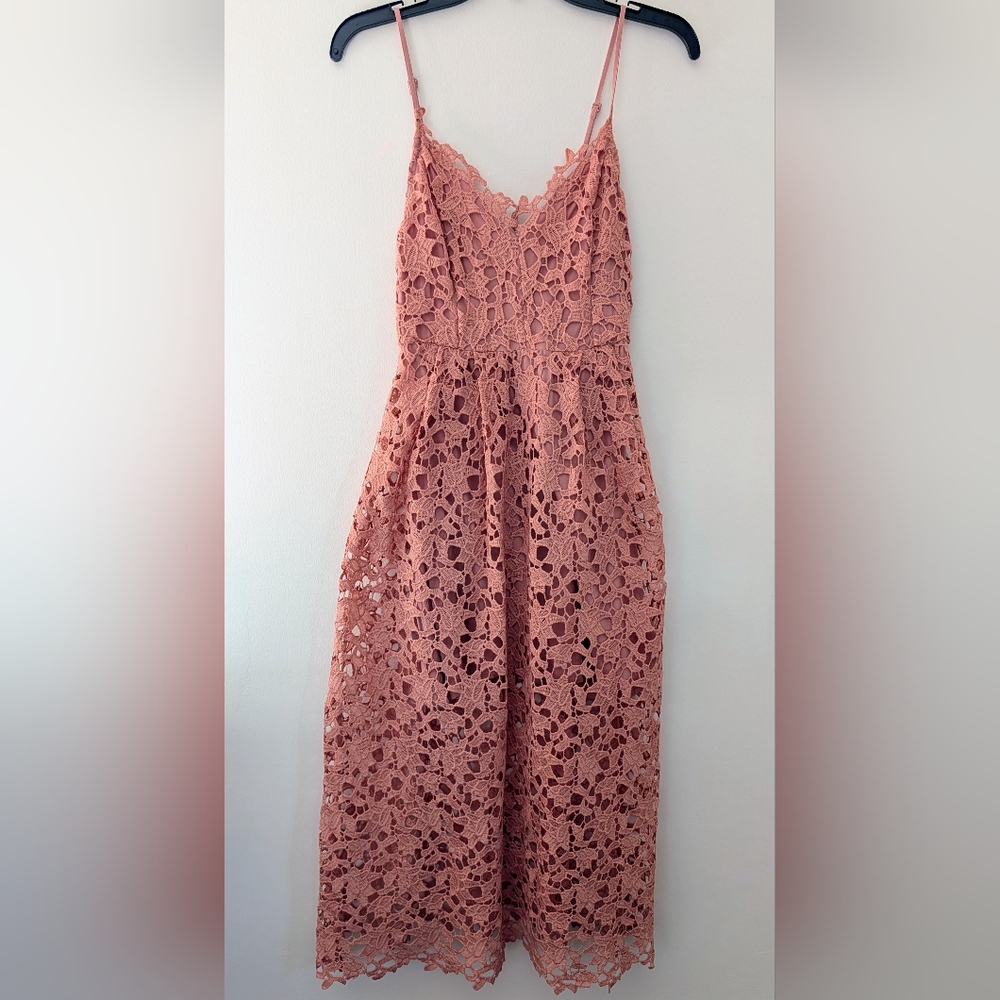 Astr Wedding Guest Lace Dress - BLUSH - Size S